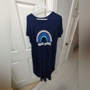 Tee Shirt Dress XL Good Vibes Blue